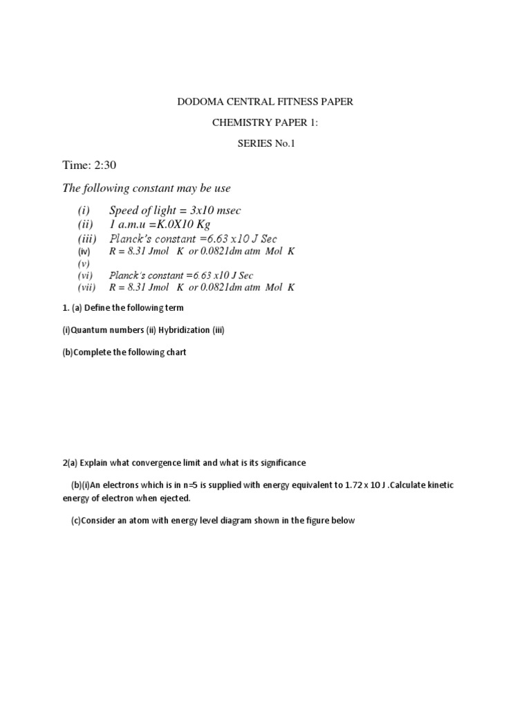 Analysis of a Chemistry Paper Examining Fundamental Concepts Including
