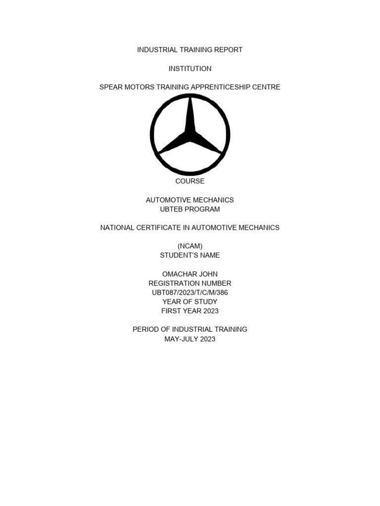 Industrial Training Report: Automotive Mechanics | PDF | Auto Mechanic ...