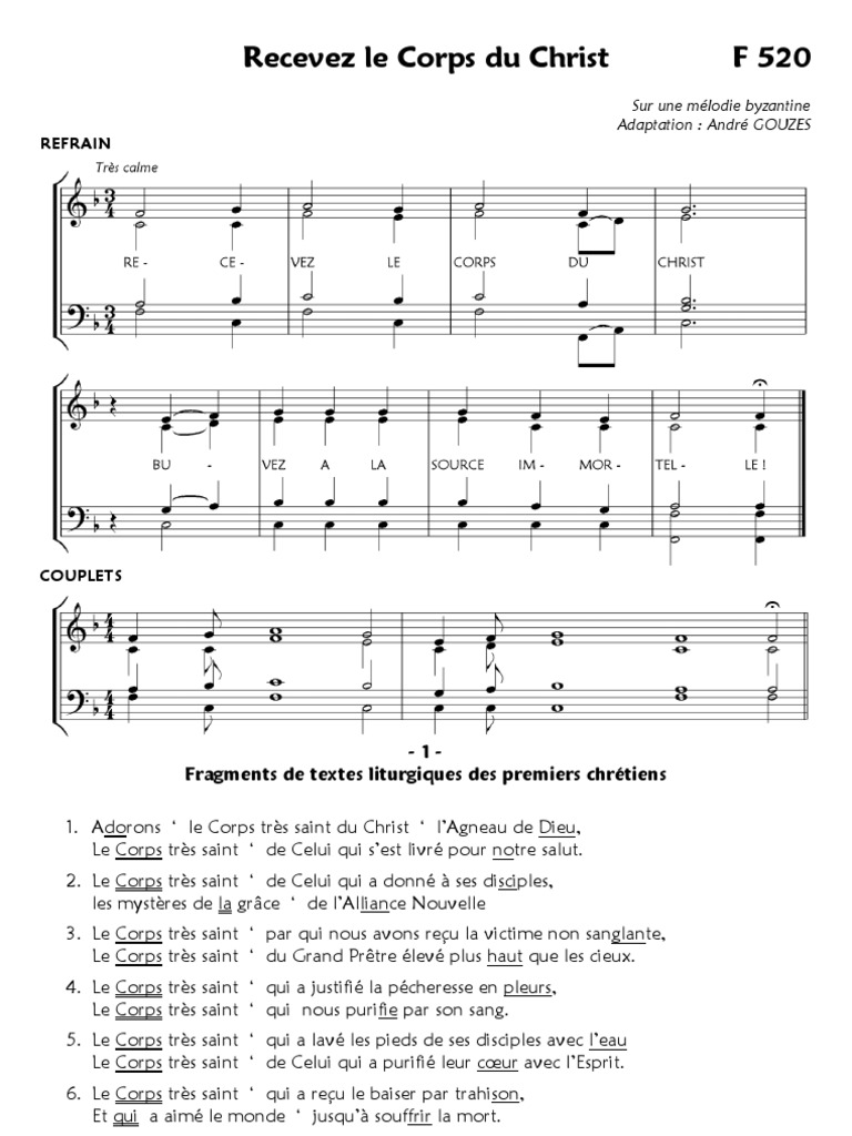 Recevez Le Corps Du Christ F 520 Eucharistie Saint
