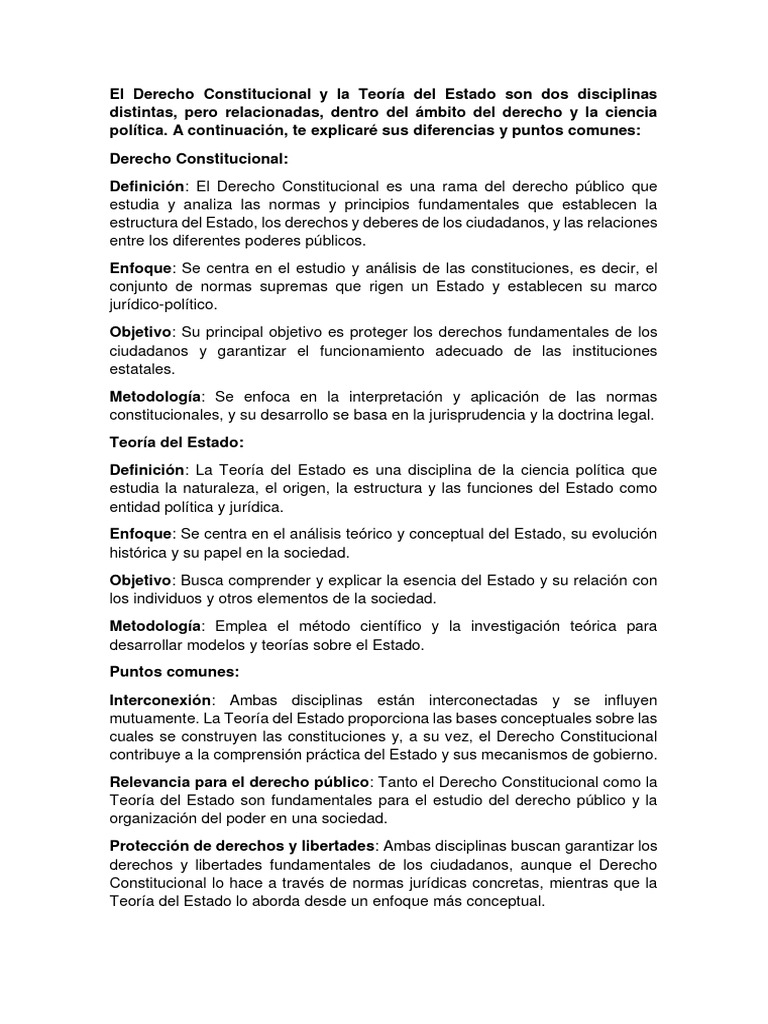 El Derecho Constitucional y La Teoría Del Estado Son Dos Disciplinas ...