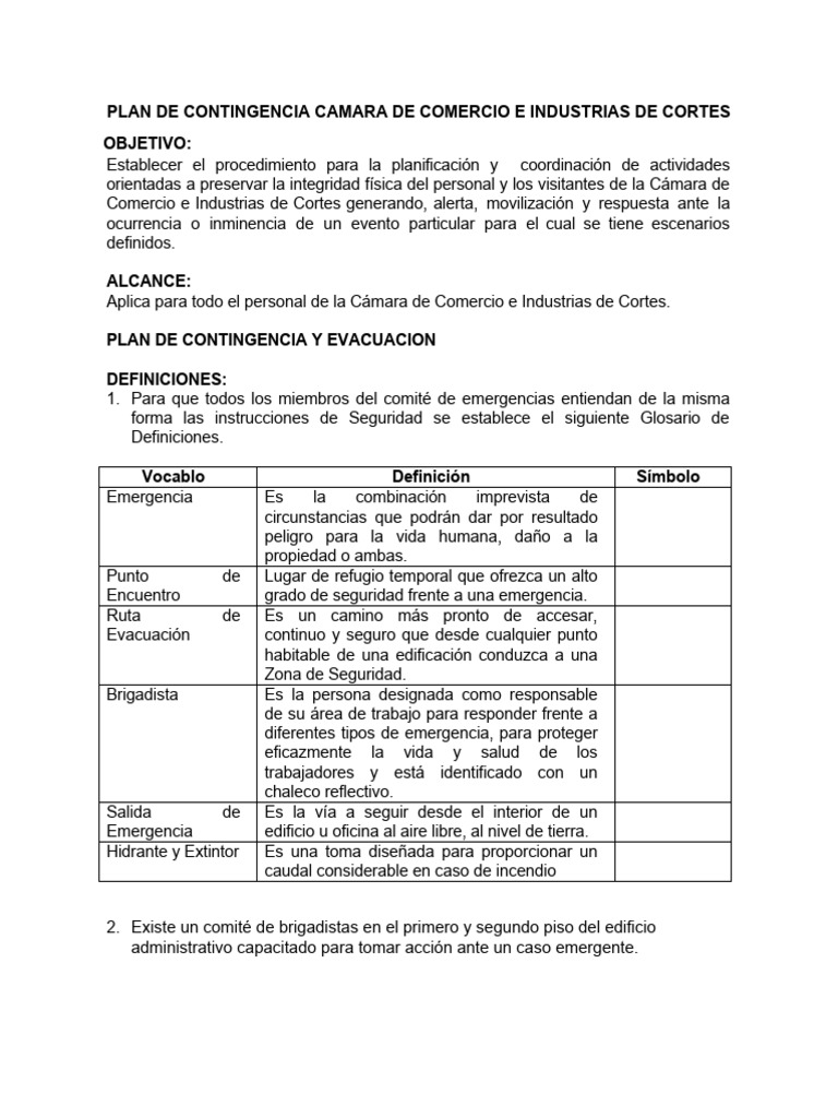 Plan de Contingencia CCIC-01 | PDF
