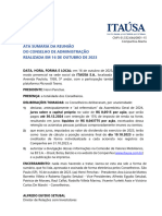 Ata Sumária Da Reunião Do Conselho de Administração Realizada em 16 de Outubro de 2023