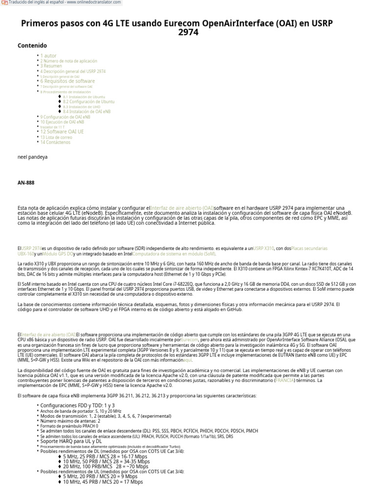 4G Implementation On OpenAirInterface (OAI) On The USRP 2974.en Es