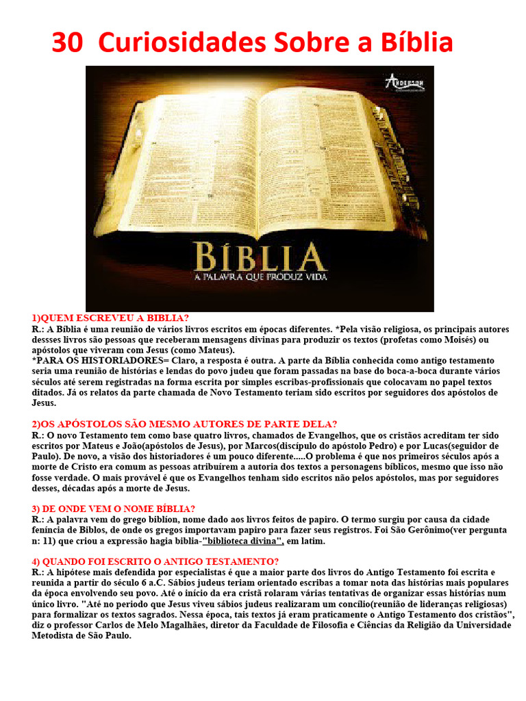 30 Curiosidades Sobre A Bíblia | PDF