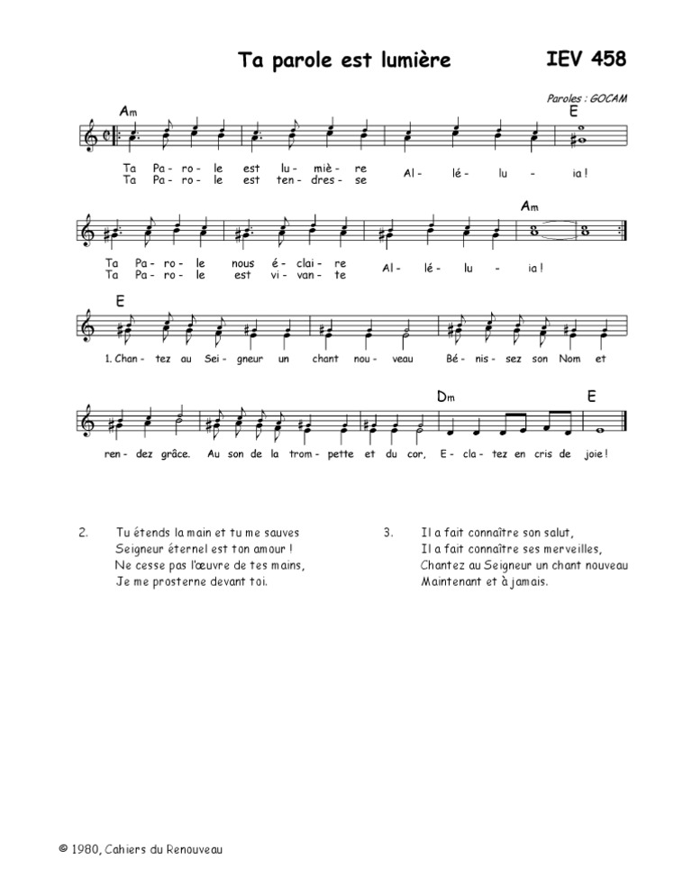 Paroles et partitions de lumière | PDF