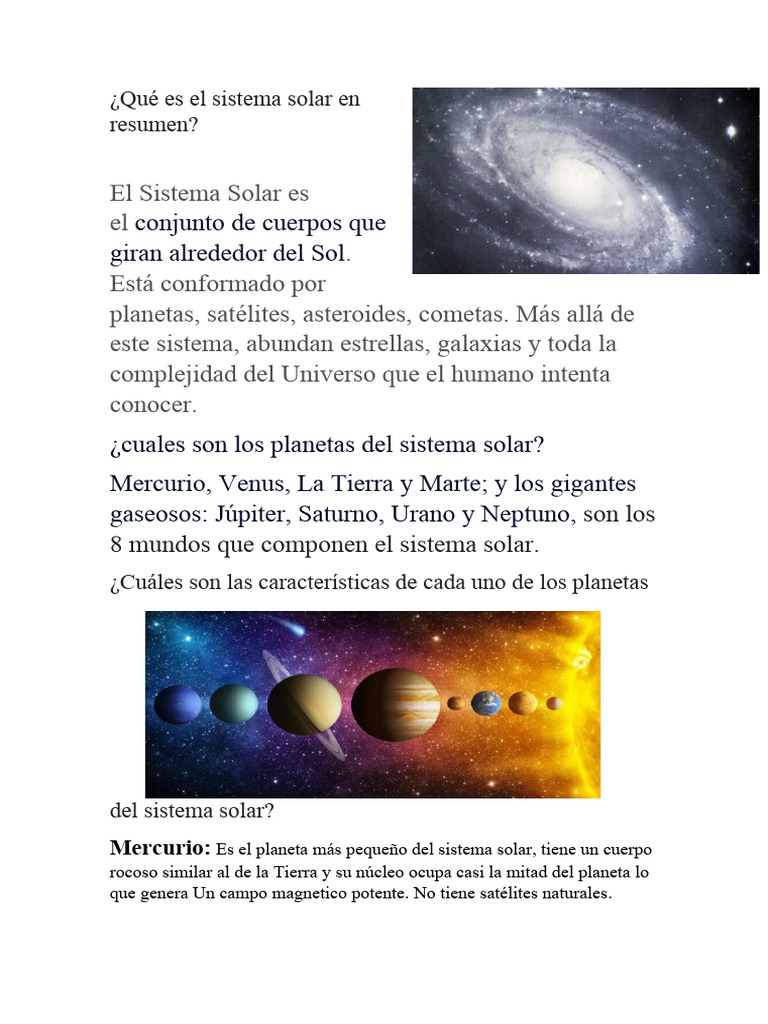Qué Es El Sistema Solar en Resumen | PDF