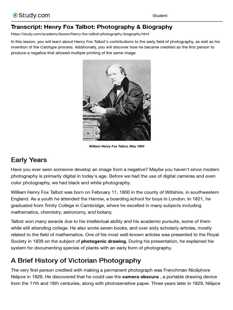 Henry Talbot Article PDF