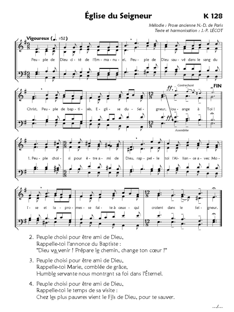 Eglise Du Seigneur K 128 Partition Pdf Eglise Du Seigneur, K 128 | PDF