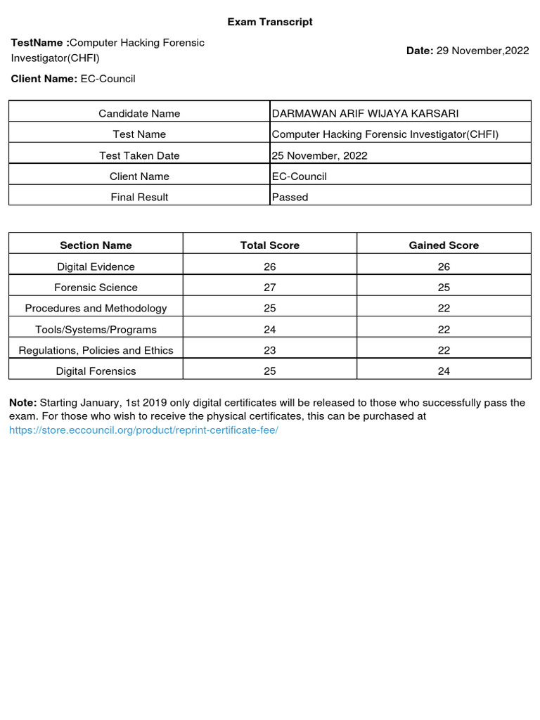Exam Transcript | PDF
