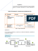 Evidencia 3.2.5 Taller 2. Cargas Contaminantes, % Remoción