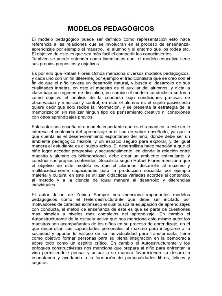 MODELOS PEDAGOGICOS | PDF | Enseñando | Aprendizaje