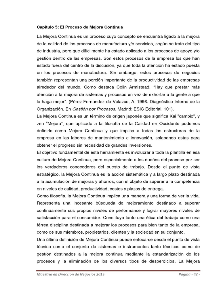 Mejora Continua en Negocios | PDF | Calidad (comercial) | Planificación