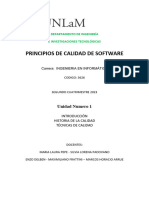 Unidad Numero 1 Principios de Calidad de Software Introduccion Historia de La Calidad Tecnicas de Calidad