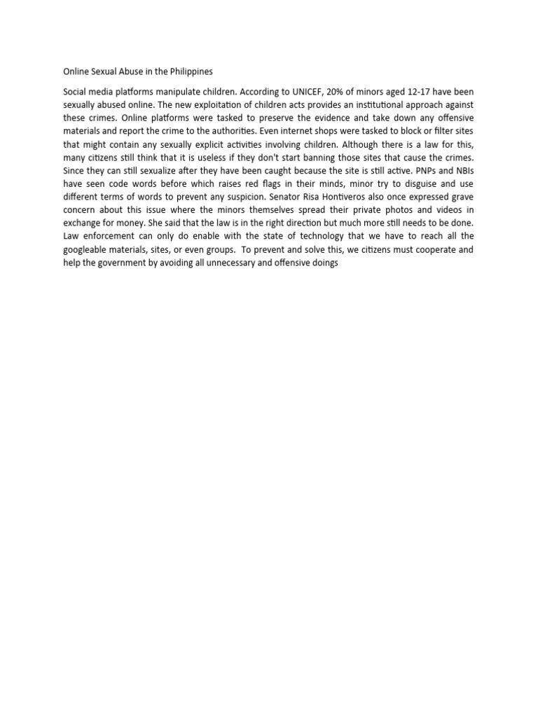 Online Sexual Abuse in The Philippines | PDF | Politics | Social Science
