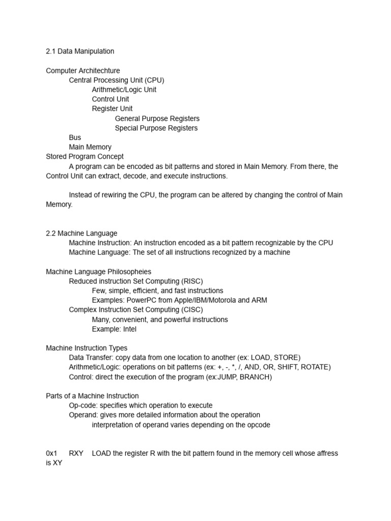 CPU Instructions for Bit Pattern Storage | PDF