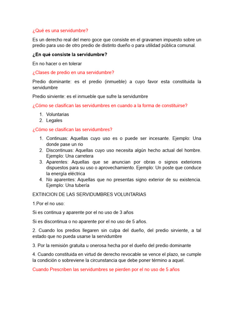 Qué Es Una Servidumbre PDF