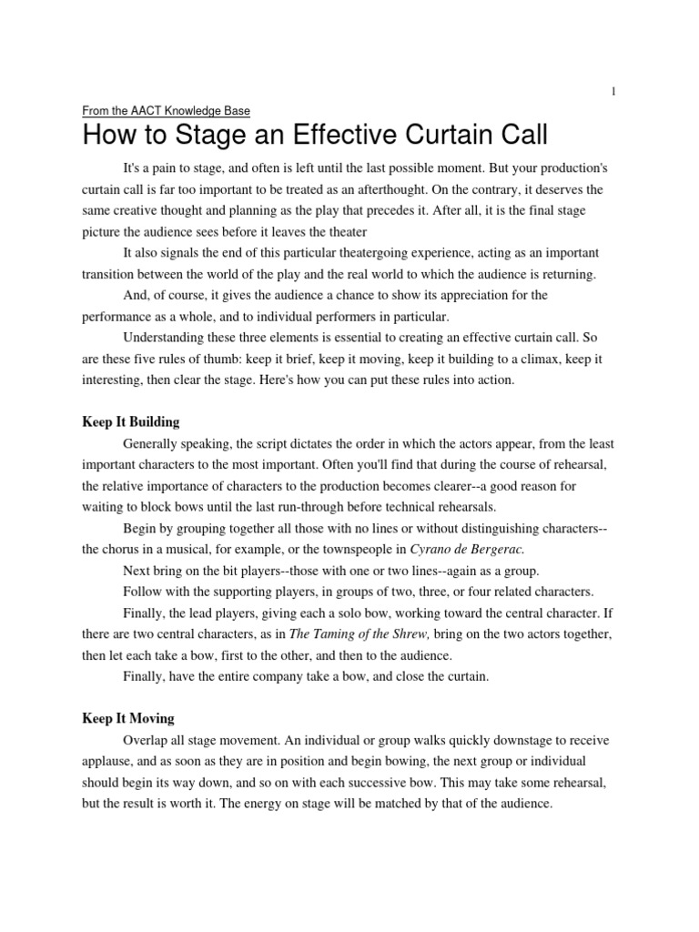 Staging an Effective Curtain Call | PDF