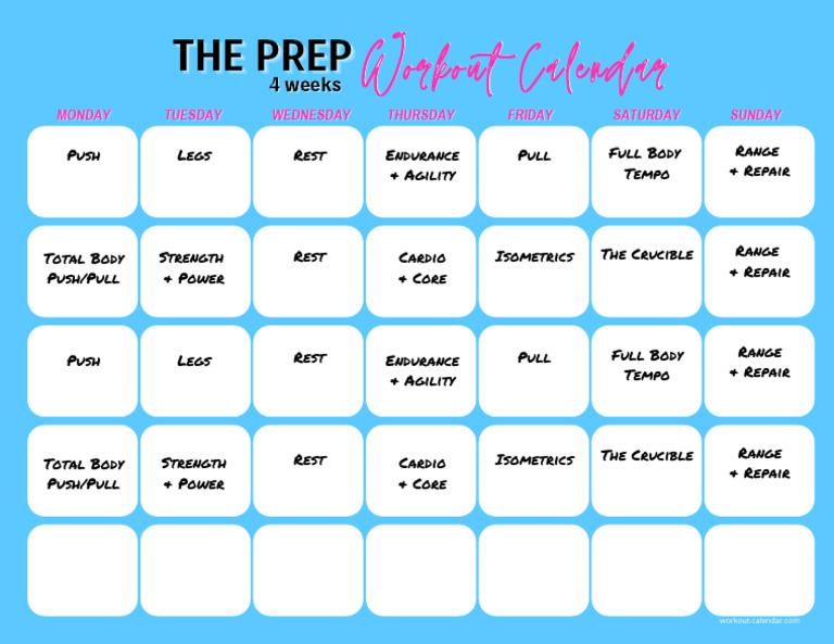 4-Week Workout Calendar Overview | PDF