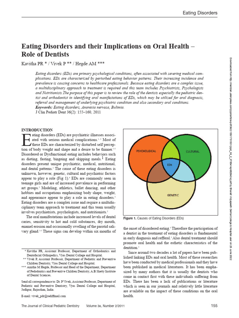 Eating Disorders and Their Implications On Oral Health - Role of ...