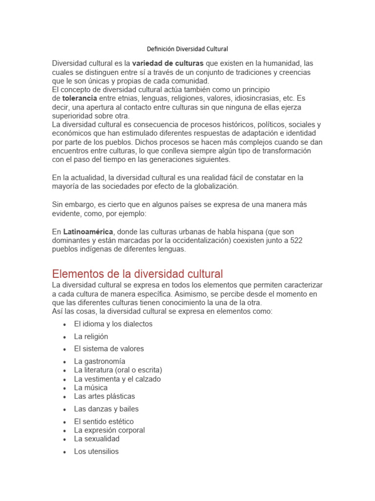 Definición de Diversidad Cultural | PDF