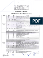 Calendar of Events For ODD Semester 2022-23 (First Semester)