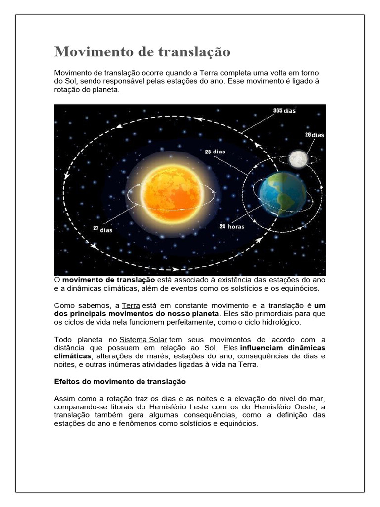Movimento de Translação | PDF | Inverno | Terra