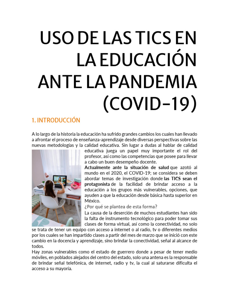 Uso de Las Tics en La Educación Ante La Pandemia (Covid-19) | PDF ...