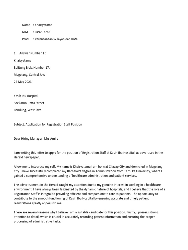 Application for Registration Staff Position | PDF | Business | Finance ...