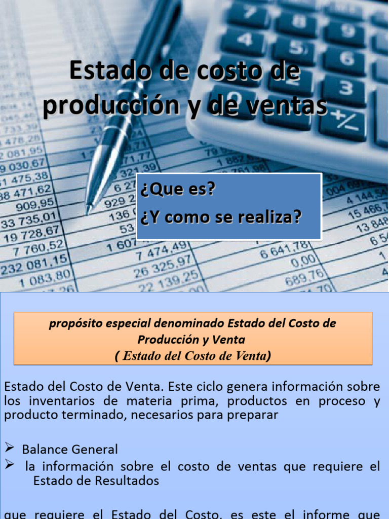 Estado de Costo de Producción y Ventas | PDF | Costo | Contabilidad de ...