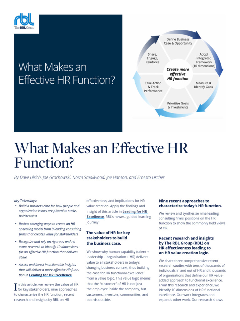 Effective HR Function | PDF | Leadership | Reputation