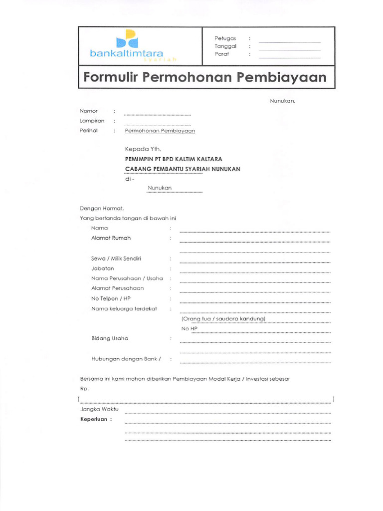 Formulir Pembiayaan Pdf