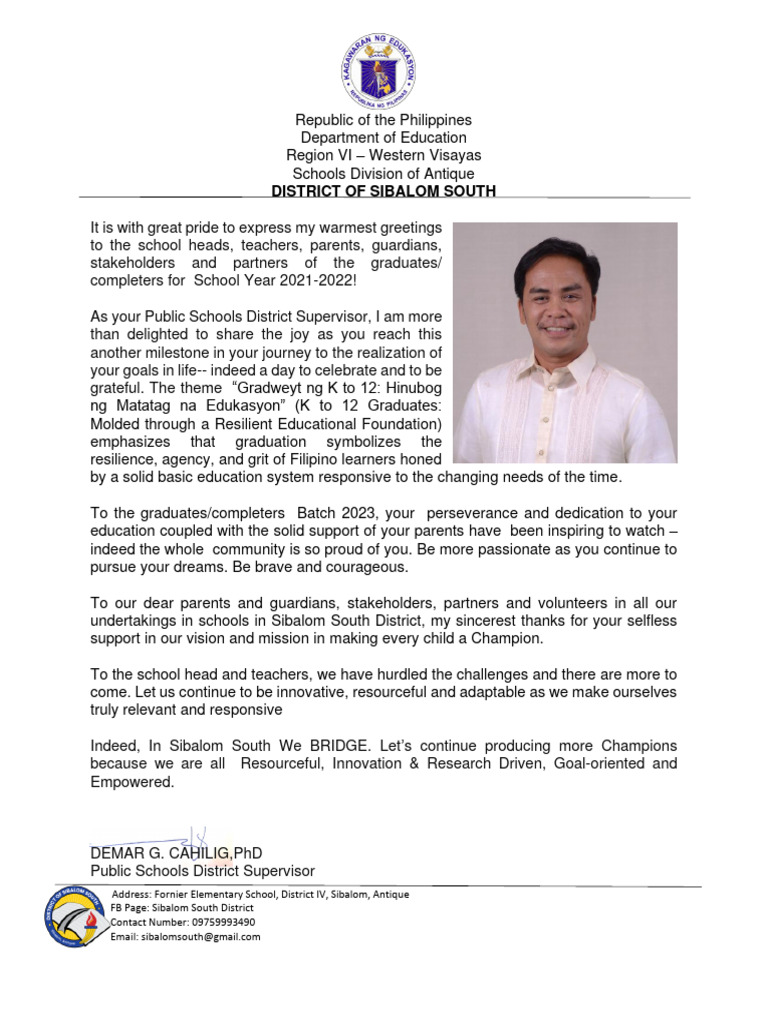 Graduation Message for Batch 2023 | PDF