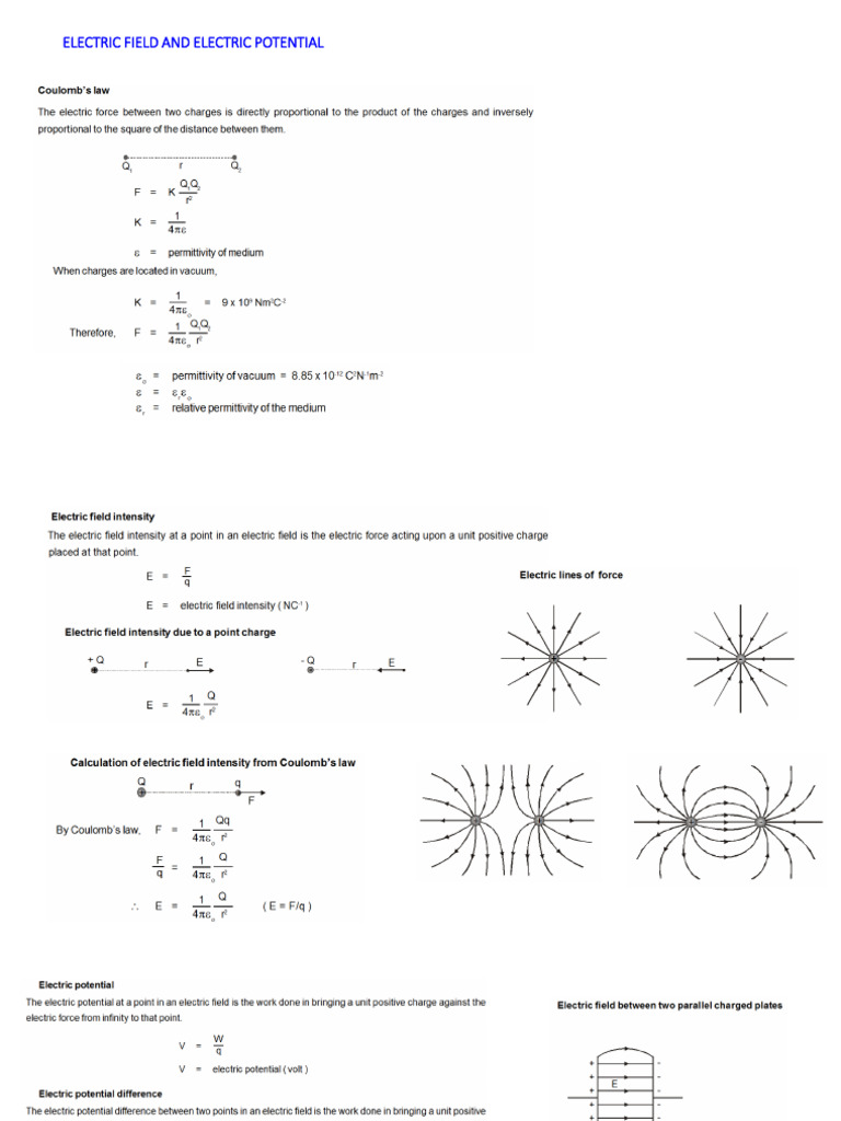 Electric Field and Electric Potential | PDF