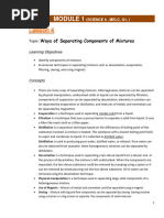 Ways of Separating Components of Mixtures: Learning Objectives