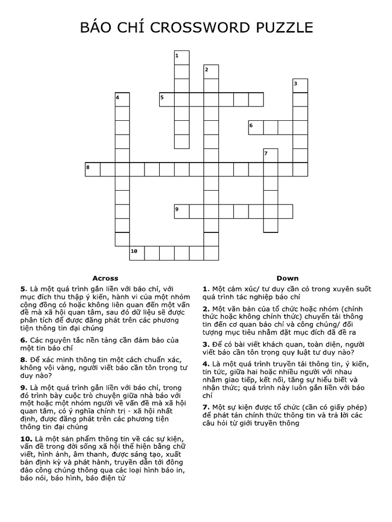 Báo Chí Crossword Puzzle PDF