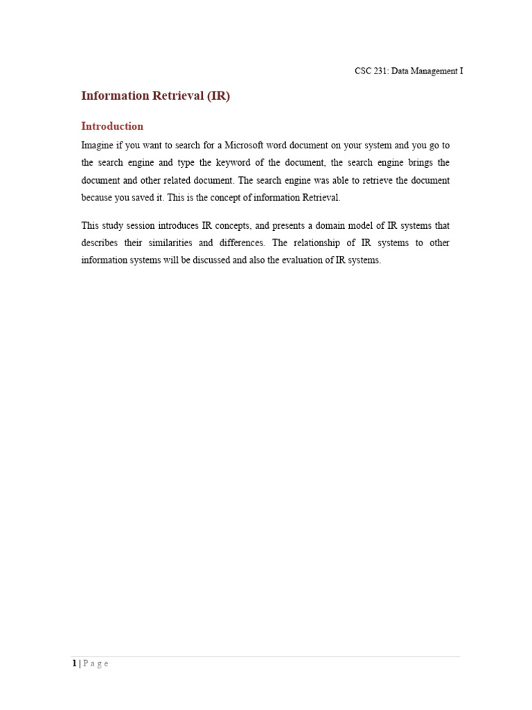 Domain Analysis of Information Retrieval | PDF | Information Retrieval ...