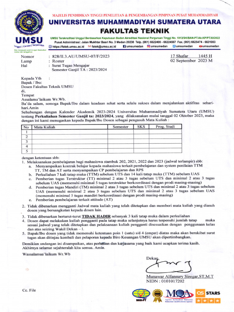 Jadwal Perkuliahan Sem Ganjil T Sipil Ta 2023 2024 Pdf