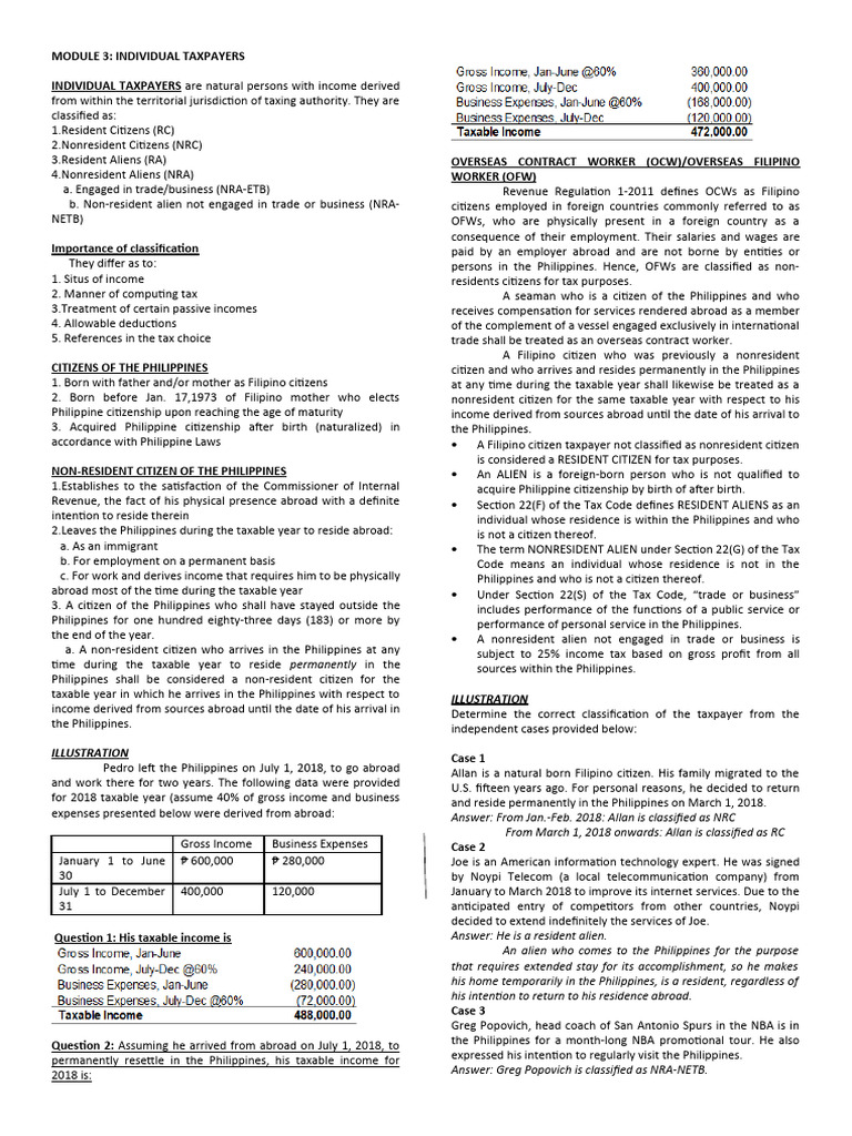 Module 3 Individual Taxpayers Pdf