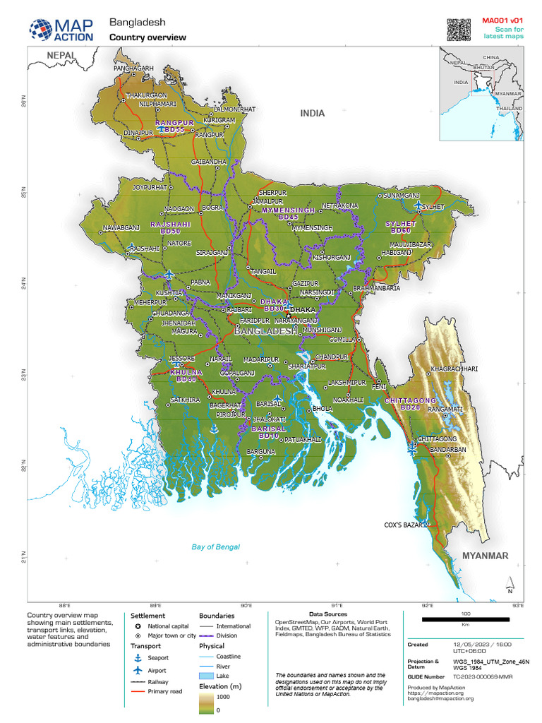 Ma001 v01 BGD Country Overview Map 300dpi | PDF | Bangladesh | Navigation