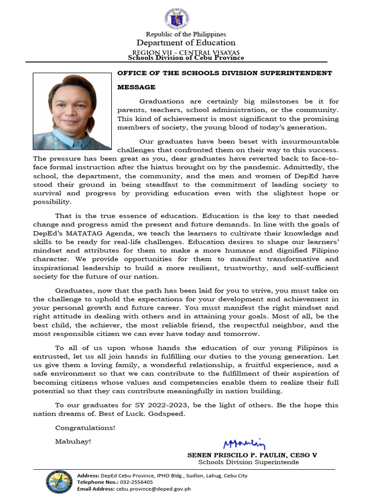 SDS Graduation Message | PDF