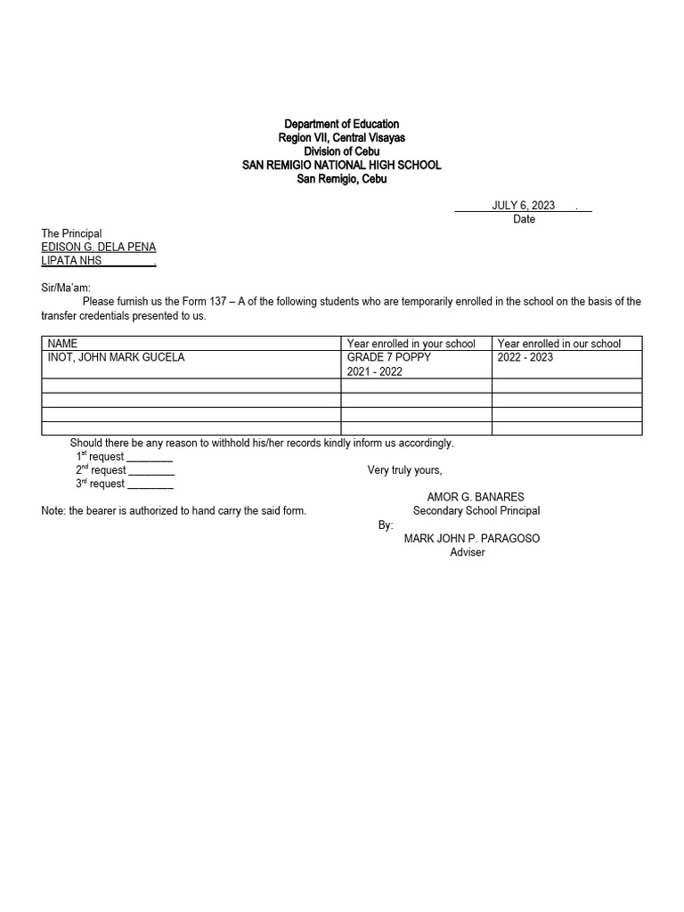 Request Form PDF
