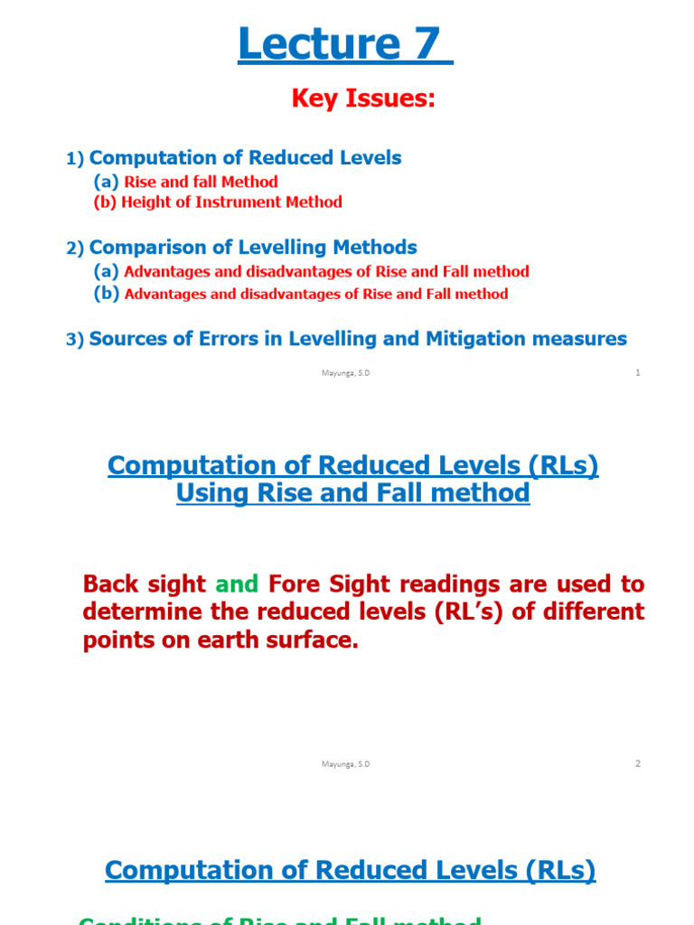 Reduced Levels Computation Methods | PDF