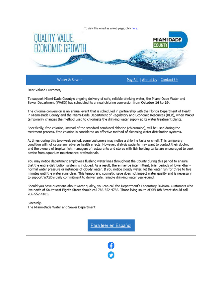 Miami Dade Water And Sewer Department Miami Fl