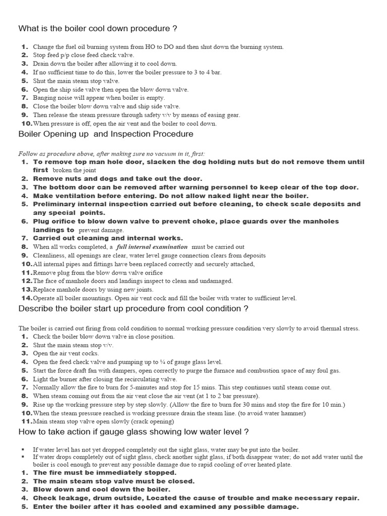 Boiler Cool Down and Start Up Procedures | PDF | Boiler | Fracture