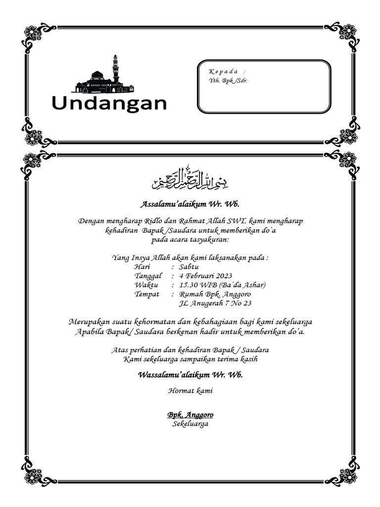 Undangan Tasyakuran | PDF