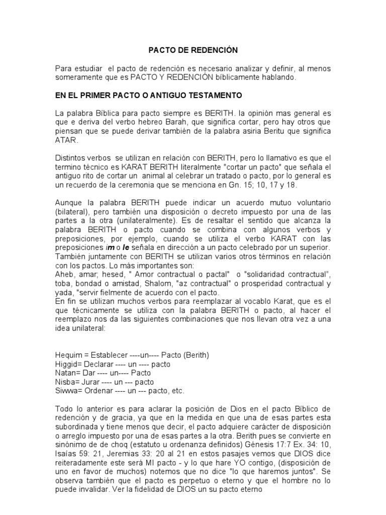 Pacto de Redención en la Biblia | PDF | Gracia divina | Cristo (título)