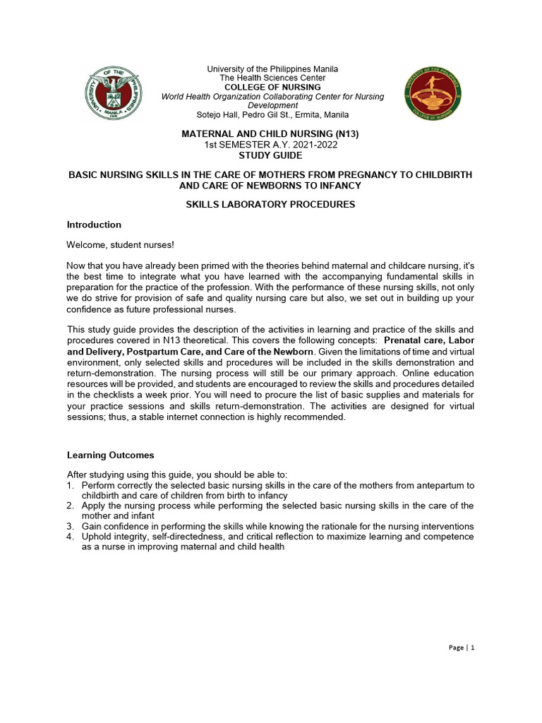 Basic Nursing Skill Maternal Care PDF Breastfeeding Childbirth