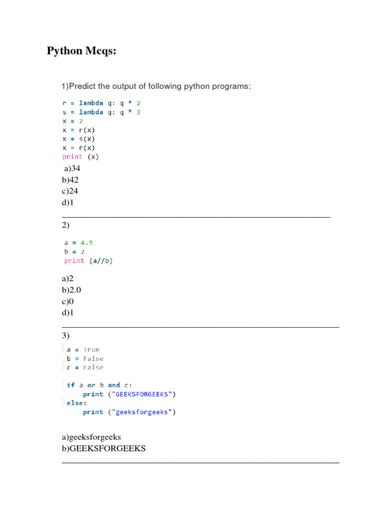 Mcq In Python Programming Mcq In Python Programming