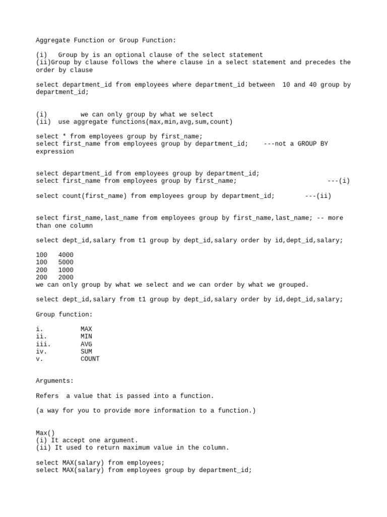 Aggregate Function | PDF