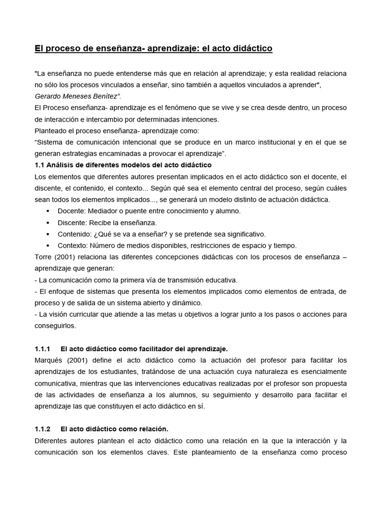 El Proceso de Enseñanza | PDF | Enseñando | Aprendizaje